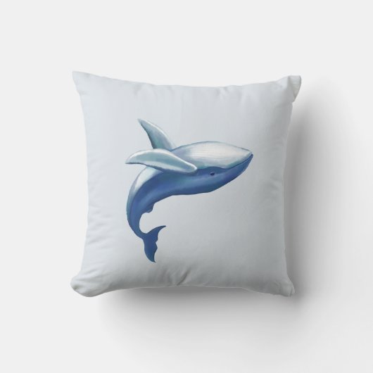 かわいいザトウクジラの飛び出し水彩画 クッション (正面)