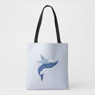 かわいいザトウクジラの飛び出し水彩画 トートバッグ