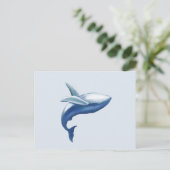 かわいいザトウクジラの飛び出し水彩画 ポストカード (スタンド正面)