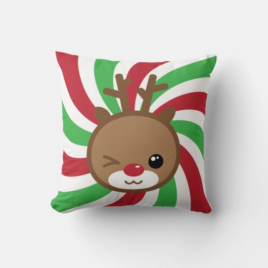 かわいいザレッドノーズトナカイ クッション (正面)