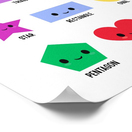 かわいいシェイプスマイリーフェイス教育用ポスター ポスター (角)