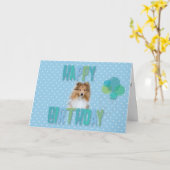 かわいいシェットランド・シープドッグのシェットランド・シープドッグのハッピーバースデーカード カード (黄色い花)