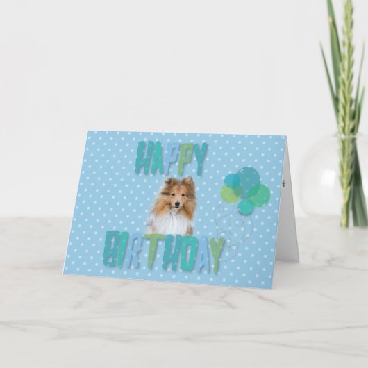 かわいいシェットランド・シープドッグのシェットランド・シープドッグのハッピーバースデーカード カード (正面)