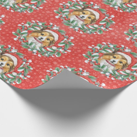 かわいいシェットランド・ シープドッグインクリスマスリースラッピング紙 ラッピングペーパー (角)