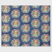 かわいいシェットランド・ シープドッグインクリスマスリースラッピング紙 ラッピングペーパー (フラット)