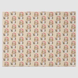 かわいいシェットランド・ シープドッグインサンタズハットラッピング紙 薄葉紙