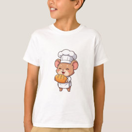 かわいいシェフねずみが新鮮なパンを抱えた子供たち Tシャツ