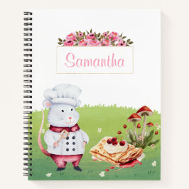 かわいいシェフの水色フローラパーソナライズされた料理本 ノートブック