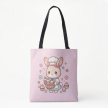 かわいいシェフウサギ ピンクキャンバストートバッグ
