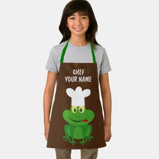かわいいシェフカエル漫画カスタム料理エプロン エプロン (インサイチュ)