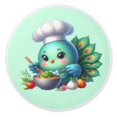 かわいいシェフキッチンバードピーコック セラミックノブ (正面)