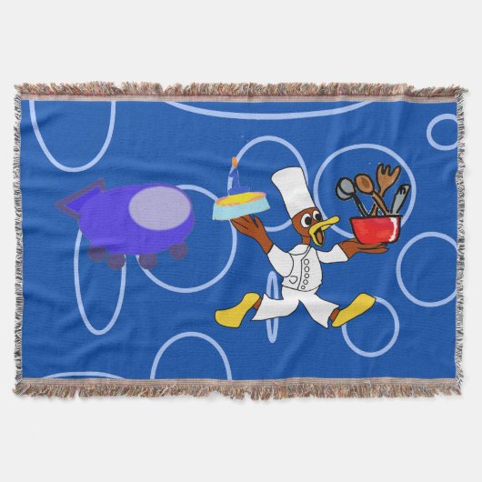 かわいいシェフダッキー（アヒルちゃん）カズーブルーサークル スローブランケット (正面)