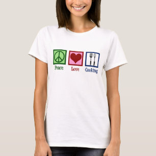 かわいいシェフピースラブ料理 Tシャツ
