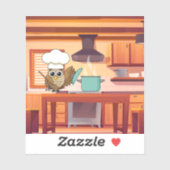 かわいいシェフフフクロウ料理inキッチン シール (シート)