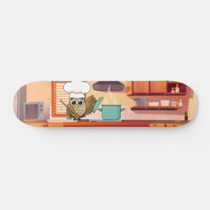 かわいいシェフフフクロウ料理inキッチン スケートボード