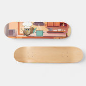 かわいいシェフフフクロウ料理inキッチン スケートボード (横)