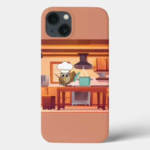かわいいシェフフフクロウ料理inキッチン iPhone 13ケース