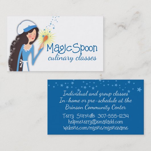 かわいいシェフ妖精料理ベーキング名刺 名刺 (正面/裏面)
