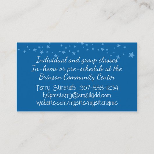 かわいいシェフ妖精料理ベーキング名刺 名刺 (裏面)