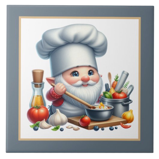 かわいいシェフ愛好家のキッチン タイル (正面)