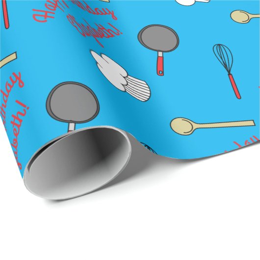 かわいいシェフ料理キッズ1st誕生日パーティー ラッピングペーパー (ロールコーナー)