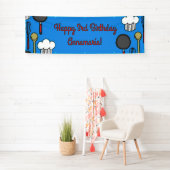 かわいいシェフ料理キッズ1st誕生日パーティー 横断幕 (インサイチュ)