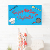 かわいいシェフ料理キッズ1st誕生日パーティー 横断幕 (インサイチュ)