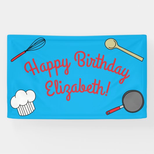 かわいいシェフ料理キッズ1st誕生日パーティー 横断幕 (横)