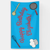 かわいいシェフ料理キッズ1st誕生日パーティー 横断幕 (縦)