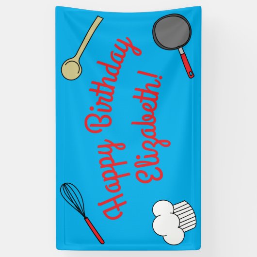 かわいいシェフ料理キッズ1st誕生日パーティー 横断幕 (縦)