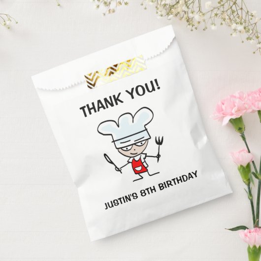 かわいいシェフ漫画の子供の料理誕生日パーティー フェイバーバッグ (封をした状態)