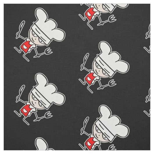 かわいいシェフ調理師の漫画模様 ファブリック (見本)