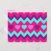 かわいいシェブロンハートピンクティール（緑がかった色）10代のガールギフト ポストカード (正面/裏面)
