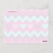 かわいいシェブロンハートピンクティール（緑がかった色）10代のガールギフト ポストカード (裏面)