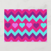 かわいいシェブロンハートピンクティール（緑がかった色）10代のガールギフト ポストカード (正面)