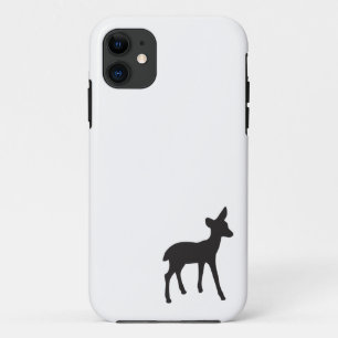 かわいいシカの子鹿の白黒の素朴でシックなシルエット iPhone 11 ケース