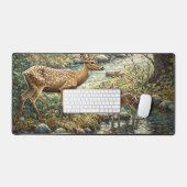 かわいいシカの親子　自然　野生動物 デスクマット (キーボード&マウス)