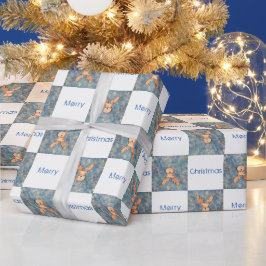 かわいいシカ メリークリスマス キッズ ホリデー ラッピングペーパー