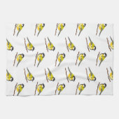 かわいいシジュウカラの鳥のパターンイラスト キッチンタオル (横)