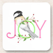 かわいいシジュウカラの"Joy" コースター (正面)