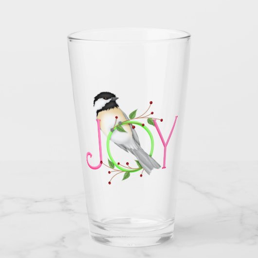 かわいいシジュウカラの"Joy" タンブラーグラス (正面)