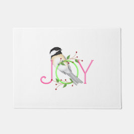 かわいいシジュウカラの"Joy" ドアマット