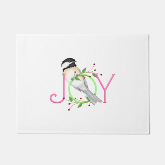 かわいいシジュウカラの"Joy" ドアマット (正面)