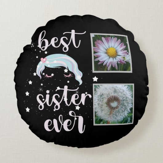 かわいいシスター写真テンプレート ラウンドクッション (正面)