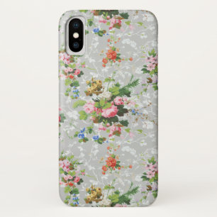 かわいいシッガーリークフローラグレーの背景 iPhone X ケース