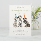 かわいいシックなキッズポーティ犬の誕生日パーティー写真 サンキューカード (スタンド正面)