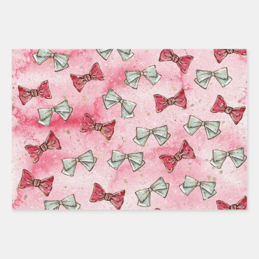 かわいいシックなクリスマスリースと弓 ラッピングペーパーシート (正面3)