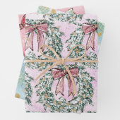 かわいいシックなクリスマスリースと弓 ラッピングペーパーシート (インサイチュ)