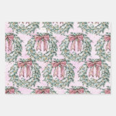 かわいいシックなクリスマスリースと弓 ラッピングペーパーシート (正面)