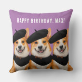 かわいいシックなコーギドッグズウィッシュユーハッピーバースデー クッション (裏面)